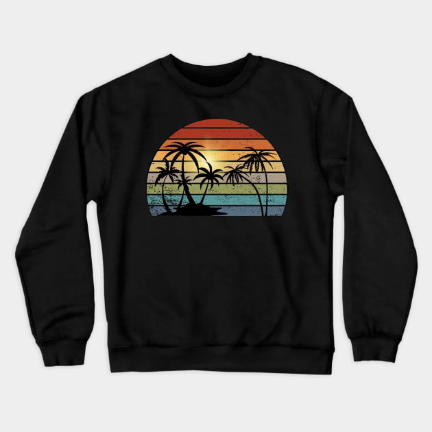 Palm Tree Retro Vintage Sunset Crewneck Sweatshirt by ElevateElegance